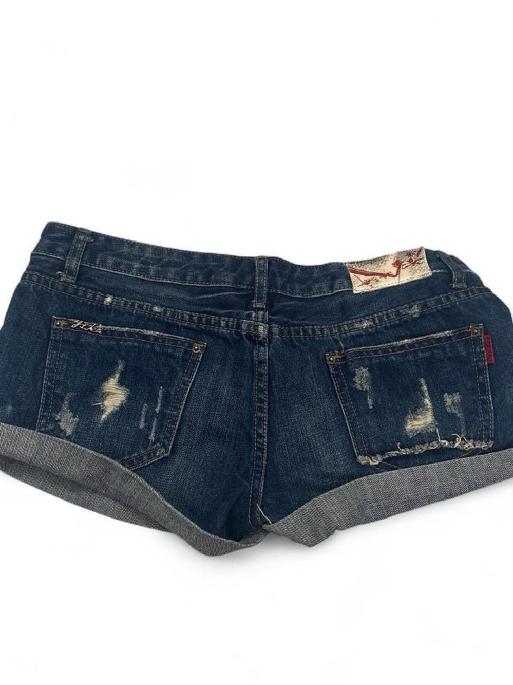 Dark Wash Distressed Denim Shorts - Women